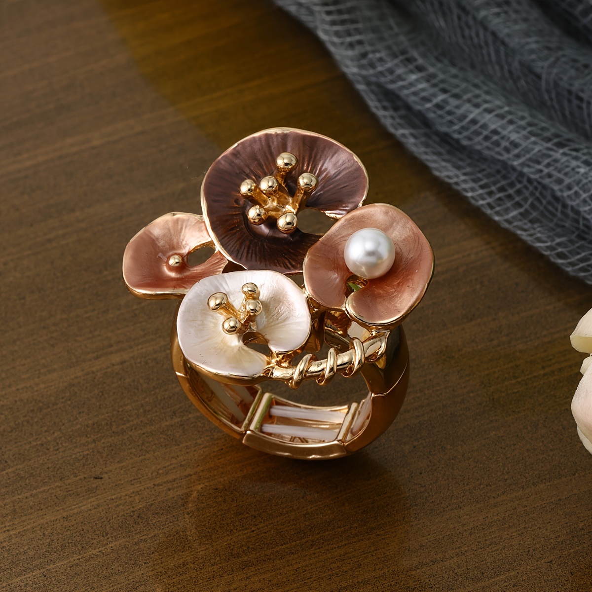 Enamel Flower Ring Spring Summer Jewelry Gift